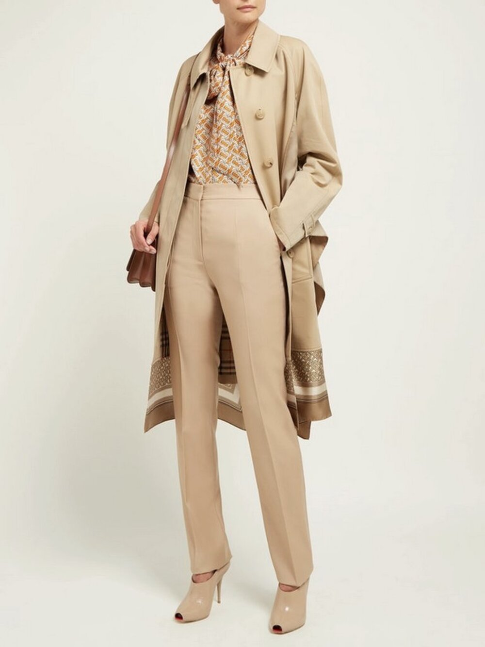 NWT Burberry Scarf Trim Trench Coat Light Beige US 6